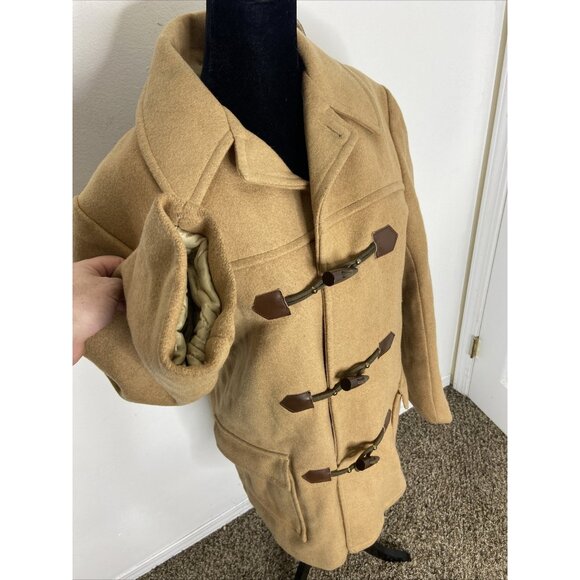 Vintage Mitchell Wool Duffle Coat 70s Toggle Plaid Lined Winter Woman M - Picture 7 of 14
